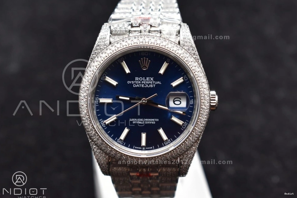 41mm Stick JDF Markers Best Version Blue DateJust Diamond 1124